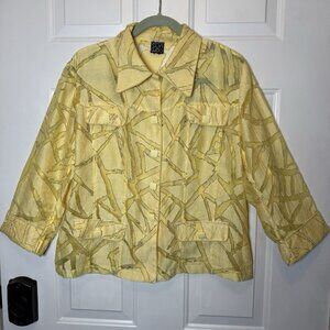 Clara Sun Woo Button Front Linen Blend Jacket Lightweight Sheer Sz XL